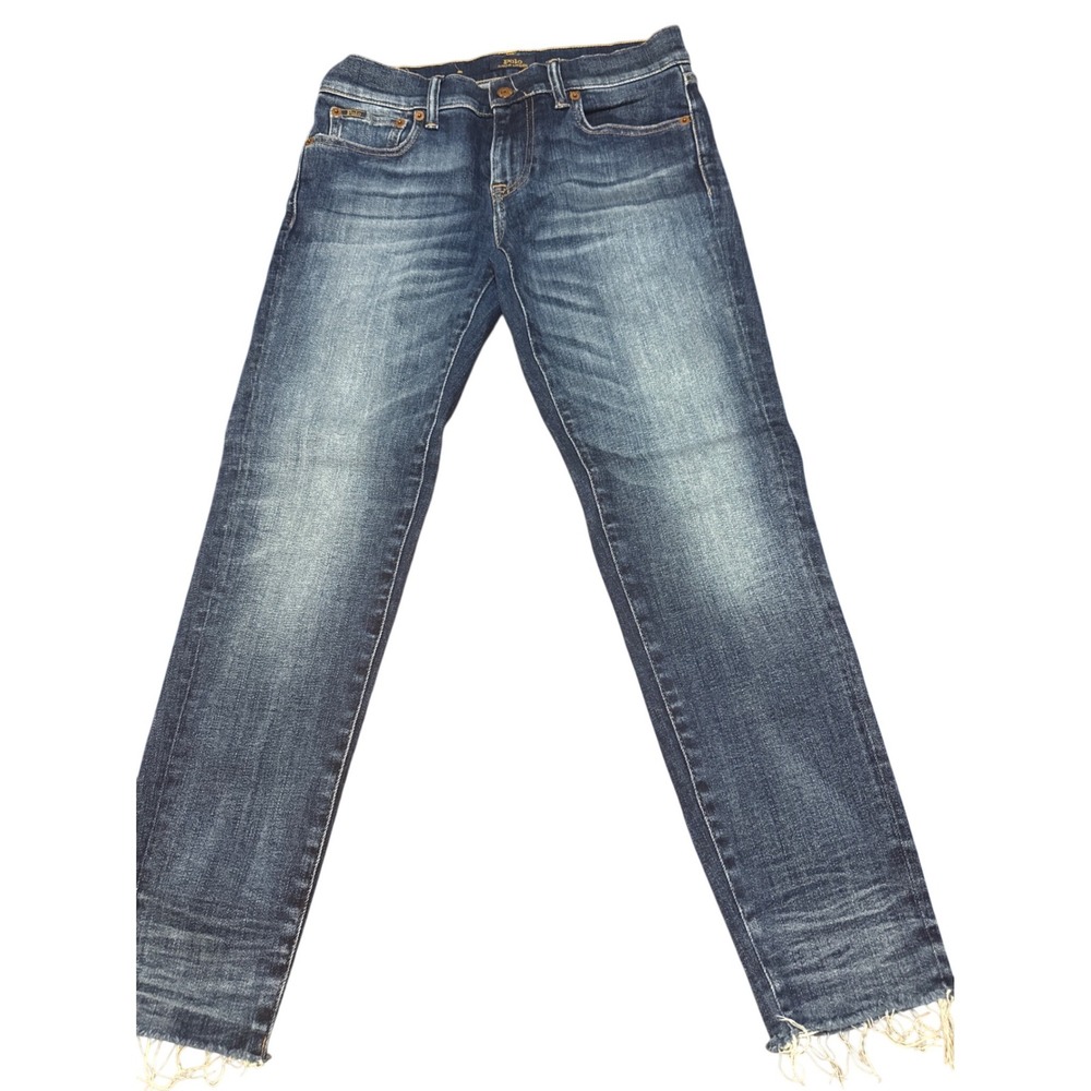 The Polo Ralph Lauren Tompkins Skinny Crop‎ Jeans Dark Wash Raw Hem Womens 27